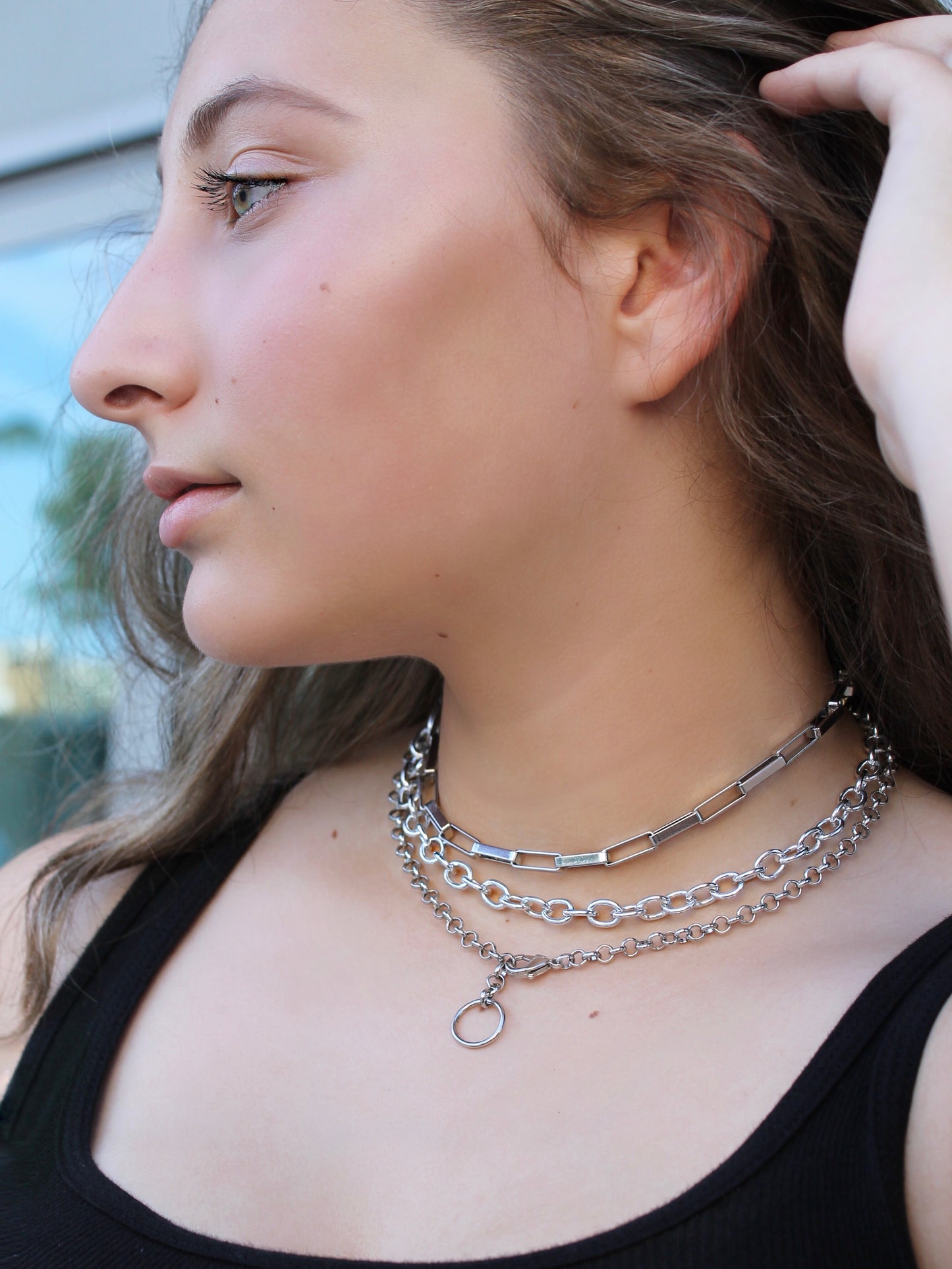 Classic O Link Silver Chain Necklace